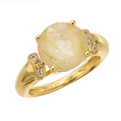 SS YGトーン ルチルクォーツ&トパーズ リング