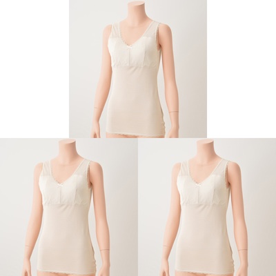  爽風 シルク入りソフトカップ付タンクトップ 3枚組