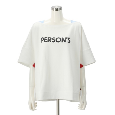 PERSONS ボートネックロゴTシャツ