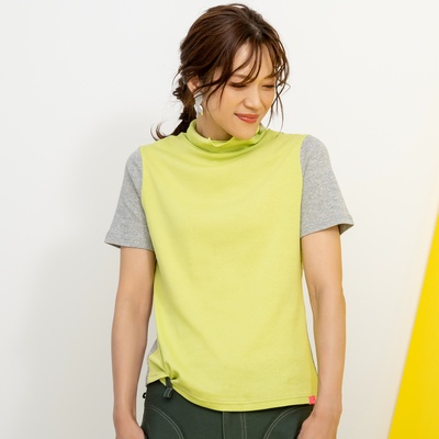KiKKi 配色ハイネック半袖インナー