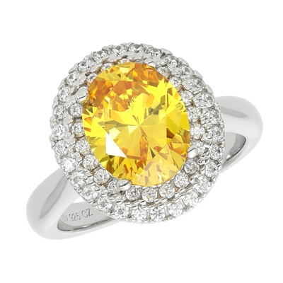  DIAMONIQUE イエローカラー ゴージャスリング計3.50ct - 692706
