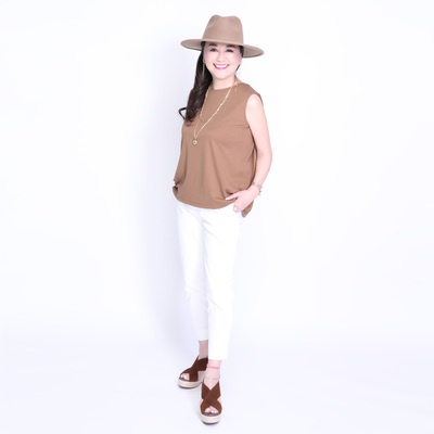 Anne Coquine バックタックノースリーブプルオーバー