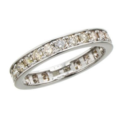 PT900 ブラウンダイヤモンドフルエタニティーリング計1.0ctUP