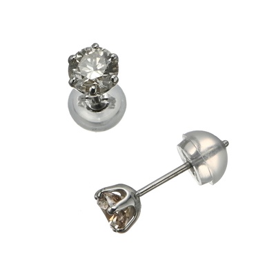 PT ブラウンダイヤモンド イヤリング／ピアス計0.8ctUP