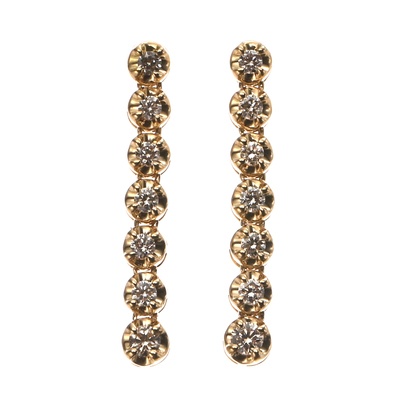 18K ダイヤモンド Iラインイヤリング ピアス 計0.22ctUP