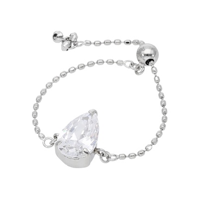 DIAMONIQUE PT950 ペアシェイプチェーンリング1.0ct