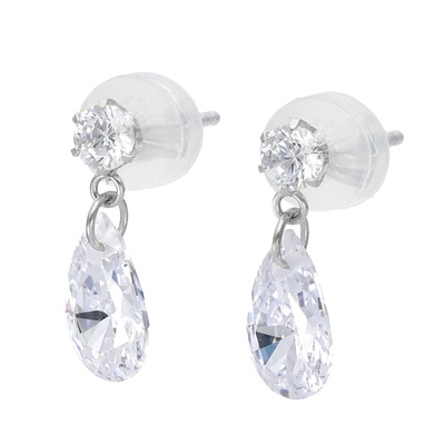 DIAMONIQUE PT950 ティアドロップピアス 計2.2ct