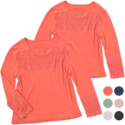 九鬼さんの発熱スクエアネックインナ-同色2枚組5L-10L