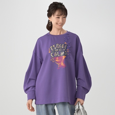 calma タックで旬感シルエット プリントプルオーバー