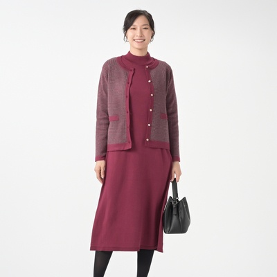 CARRIERE 洗える ニットカーディガン＆ワンピースセット