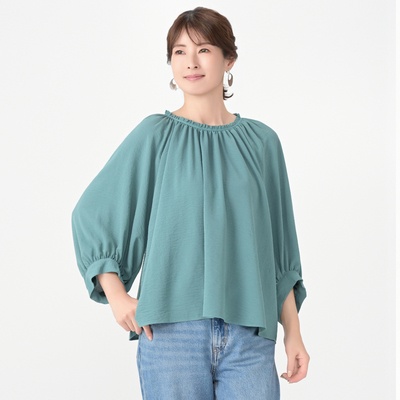 Carney ガーゼタッチギャザーブラウス