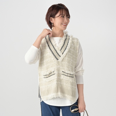 Remite ステッチファンシーニットベスト