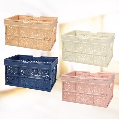  取っ手付き お洒落な折り畳みコンテナ選べる4個 - 734559