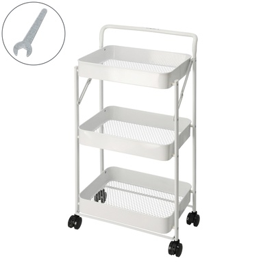 折り畳めるトローリーワゴン3段キャスター付 耐荷重12kg