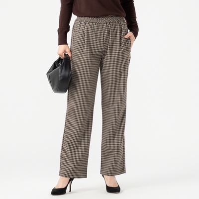  calma 選べる股下 チェック柄ワイドストレートパンツ - 735068