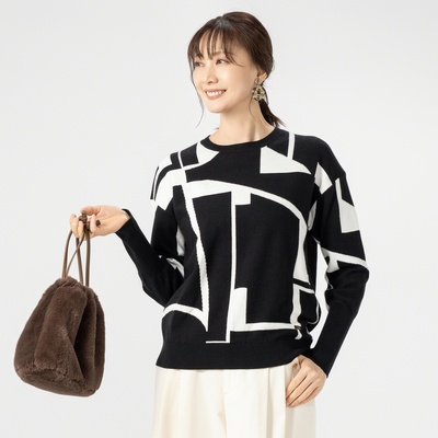 calma ポップデザインジャガード 滑らかニット