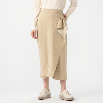  KawaiOkada ピンストライプフリルラップ風パンツ - 735478