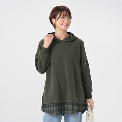 Provador ふわぽか裏起毛 チェックAラインチュニック