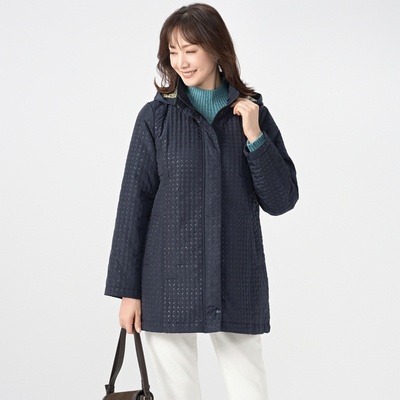 Provador ピンソニックキルトエアーフーデットコート