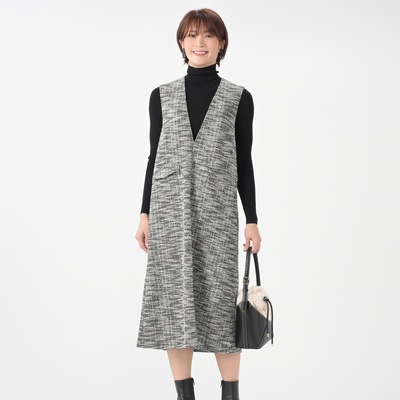 CARRIERE カットツイードVネックジャンスカ