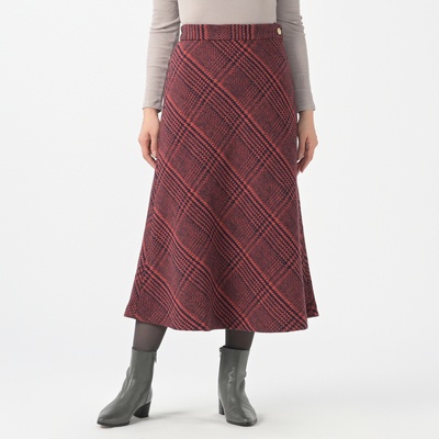CARRIERE ツイードBIGチェック柄Aラインスカート