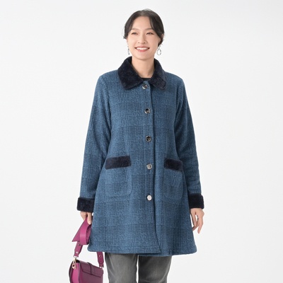 Pixie Heart 暖か裏ボアチェックプリントコート