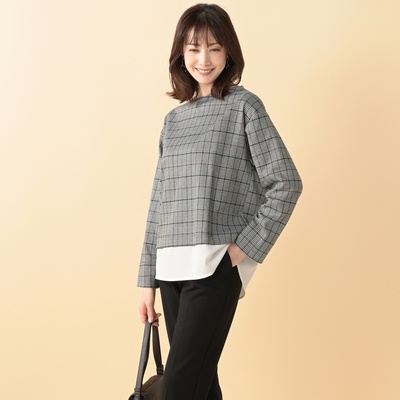 CARRIERE チェック柄レイヤードプルオーバー