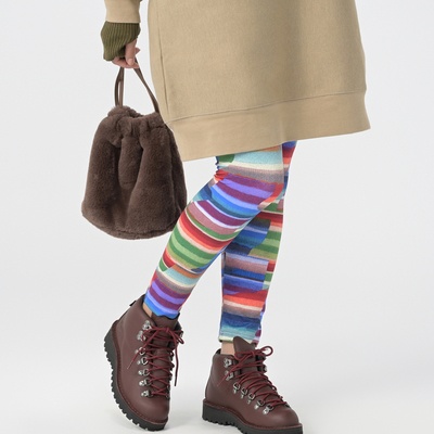 Carney パッチワークアクセント ボーダー裏微起毛レギンス