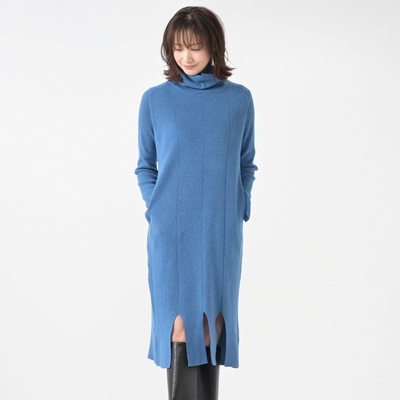 KiKKi 裾スリット成型編みのニットワンピース