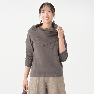 calma もっちり柔らか オフネックニットプルオーバー