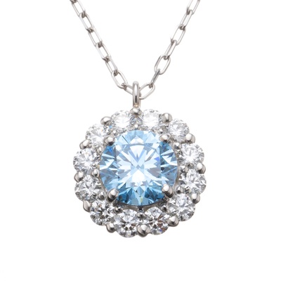 ラボグロウンブルーダイヤモンド PTペンダント 0.5ctUP