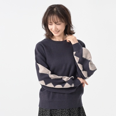 GRC ダイヤ柄スリーブニットPO