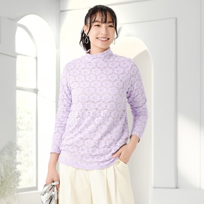  Provador ぬくぬく起毛ストレッチ総レースプルオーバー - 737432