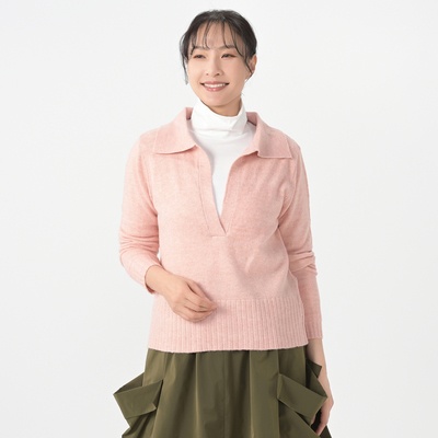 KiKKi BIGカラーのゆったりニットプルオーバー