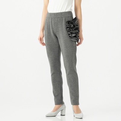  Anne Coquine選べる股下フラワーフリルテーパードパンツ - 738191