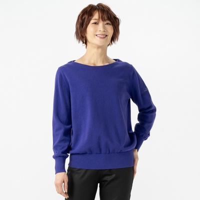 Anne Coquine コットンカシミヤニットボートネックプルオーバー