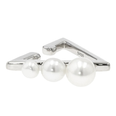 シルバー925淡水パールトライアングル片耳用イヤーカフ