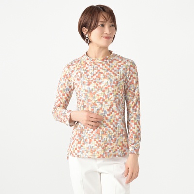 タカシマヤスタイルプリュ セミハイネックプリントプルオーバー