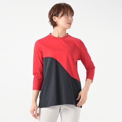 day to day シルケット素材の切替配色プルオーバー