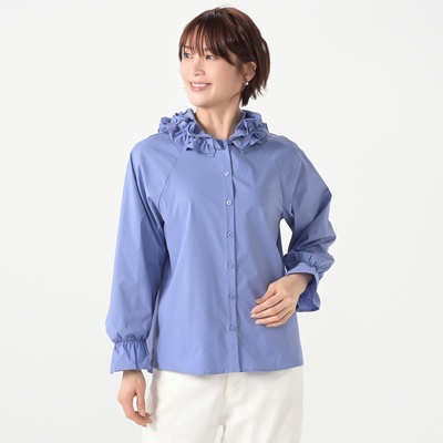  &LOVE 顔周り華やぐフードふりるシャツブラウス - 740340