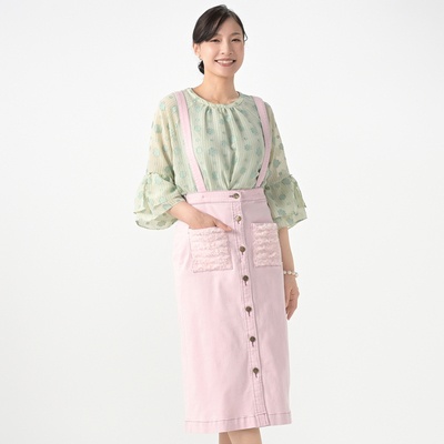  &LOVE チュールふりるポケットのデニムサロスカ - 740358