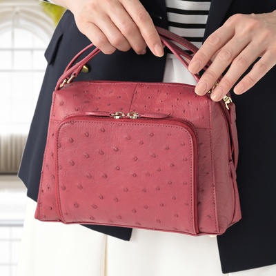 ロダニア オーストリッチ スクエアデザイン2WAYバッグ