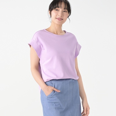  エニワイズ スーピマ混背中タック ラウンドヘムTシャツ - 742248