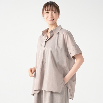 Provador コットン100% シアーボイルスキッパーシャツ