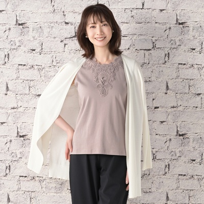 Provadorクリスタルクール スーピマ綿100%レース付タンクトップ