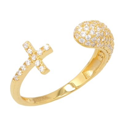 DIAMONIQUE シルバー925 クロスオープンリング計0.44ct