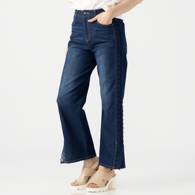 &LOVE びっくり美脚なスカラレースデニムワイドパンツ