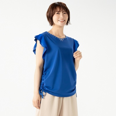 &LOVE キラキラリボンのドロストふりるプルオーバー