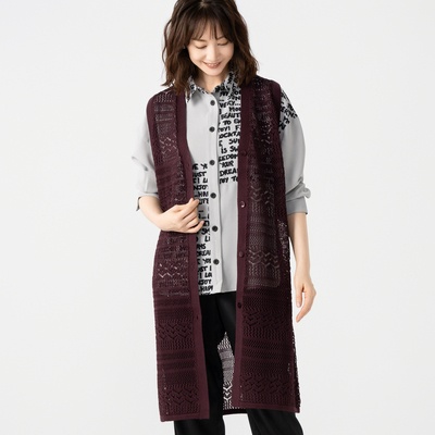 day to day 透かし編みのロングジレ