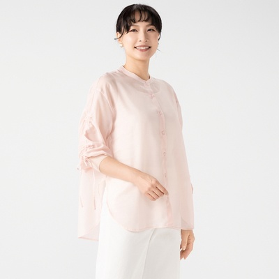  CARRIERE 袖シャーリングシースルーシャツカーディガン - 744338